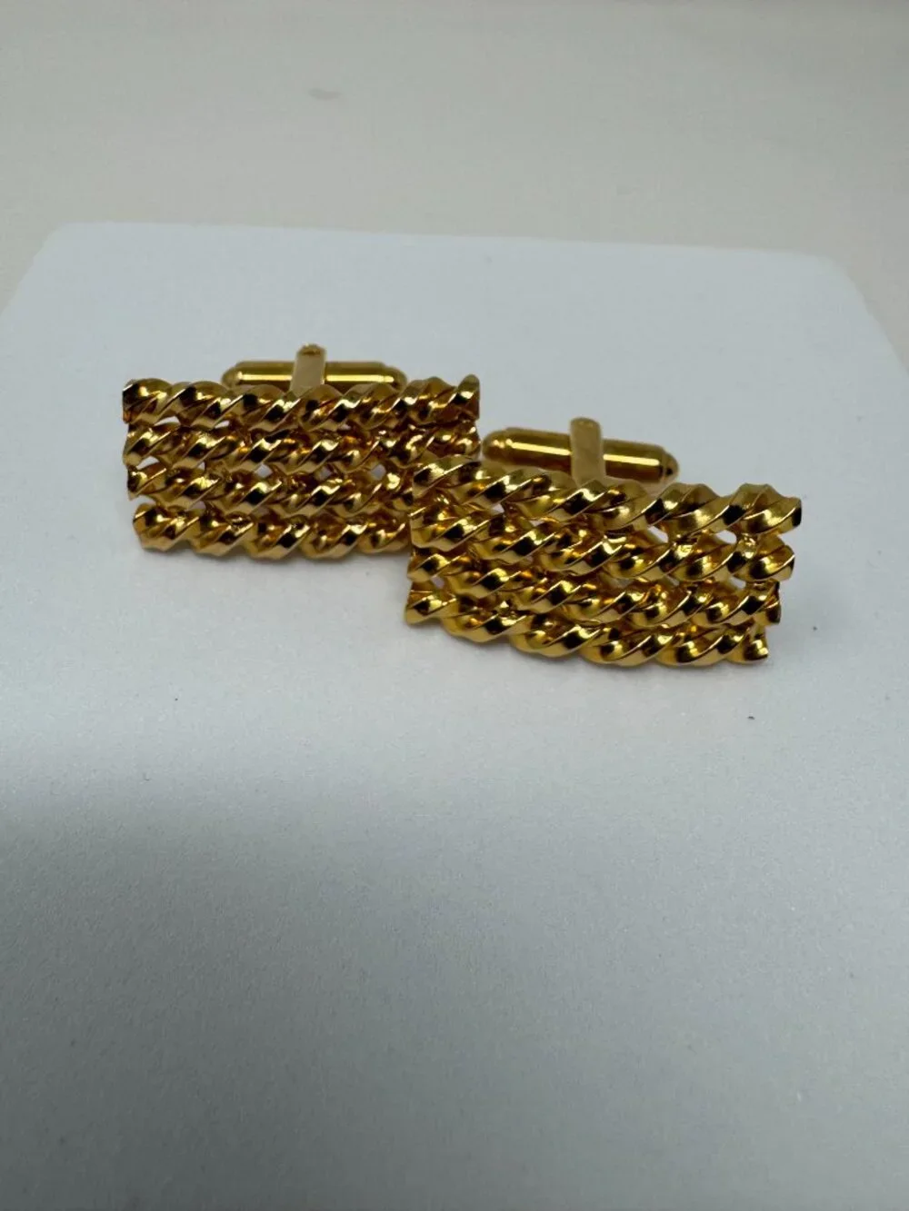 Vintage Simmons Karatclad Gold Twisted Rope Cufflinks